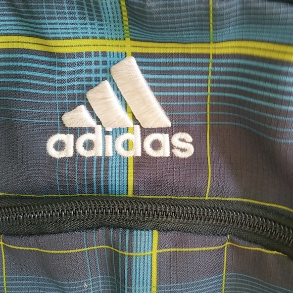 Adidas Black Green Plaid Large Backpack - Picture 3 of 11